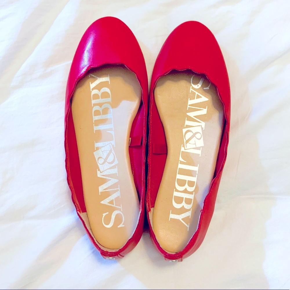 Sam and Libby Scalloped Red Flats